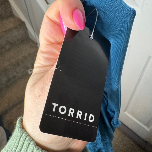 Torrid Women's Blouse with Shoulder Lace Panels in Teal Blue Size 4 (4x/26) NEW - Picture 4 of 10